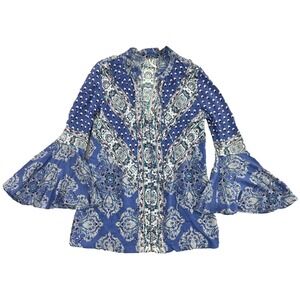 Free People Magic Tunic Flutter Sleeve Boho Button Down OB539806